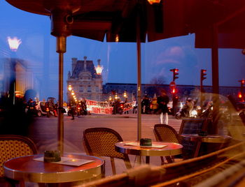 Illuminated restaurant at night