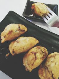 Close-up of served food in plate