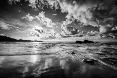 Scenic view of sea against cloudy sky