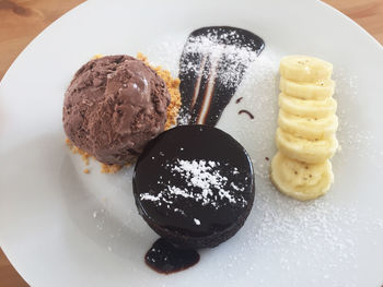 Close-up of dessert served in plate