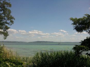 Scenic view of sea against clear sky