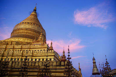 Low angle view of temple building against sky