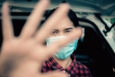 Portrait of beautiful woman in car