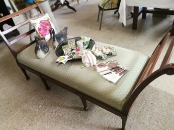 High angle view of food on table at home