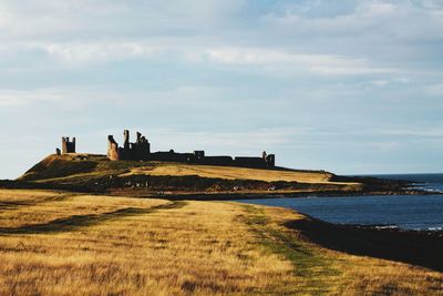 A shaded shot of dunstanburgh castle ruins