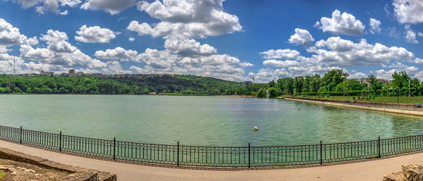 Scenic view of lake against sky