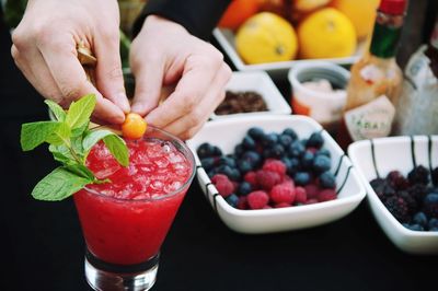 Close-up of hand holding food