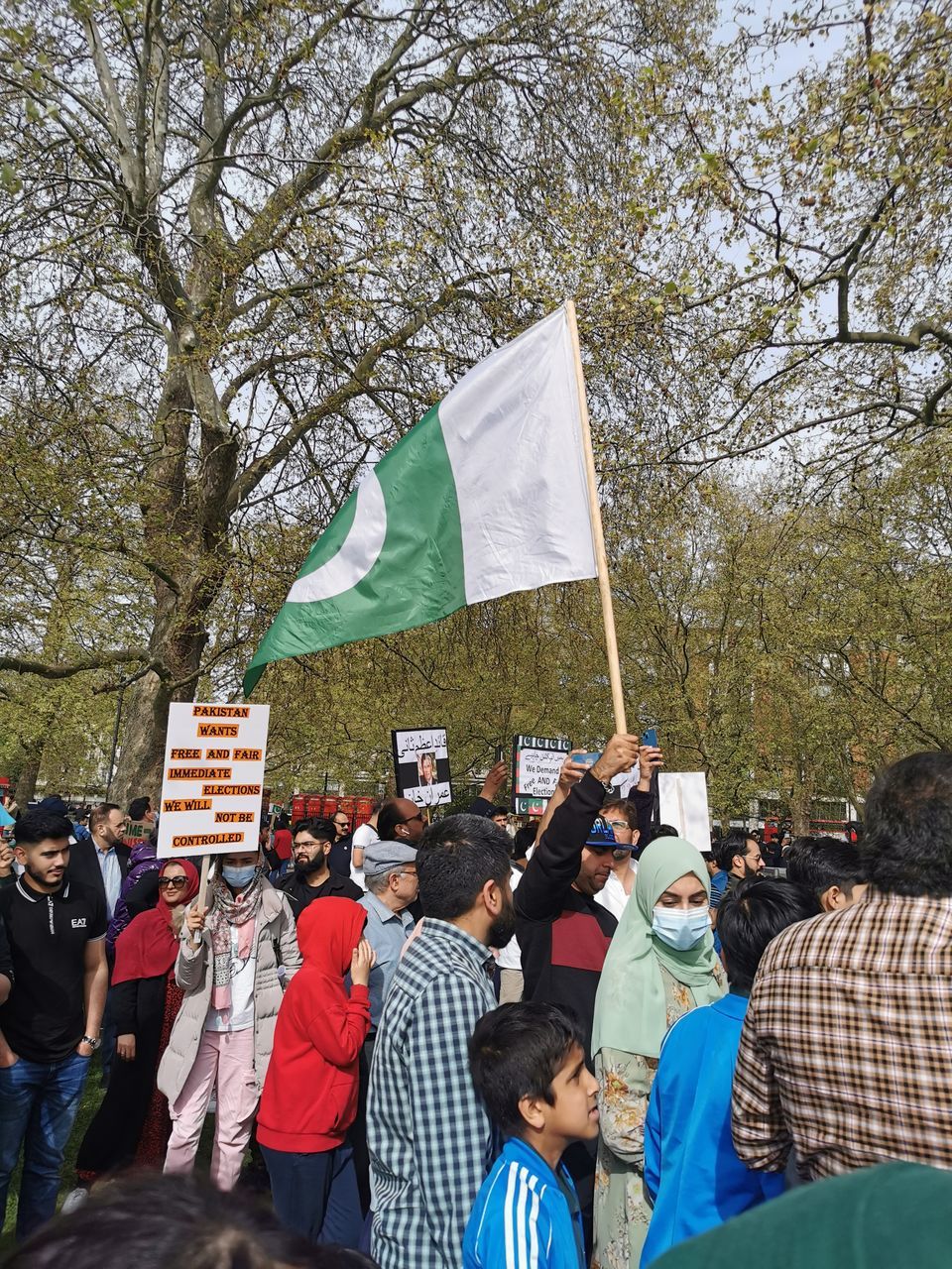 group of people, crowd, flag, tree, large group of people, patriotism, men, women, plant, adult, day, nature, protest, outdoors, protestor, lifestyles, togetherness, event, celebration