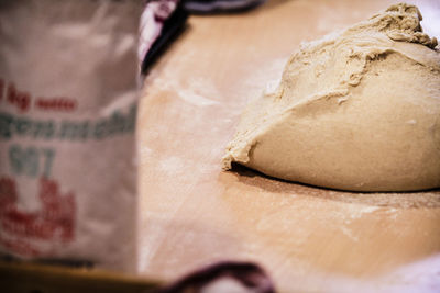 Close-up of dough on table