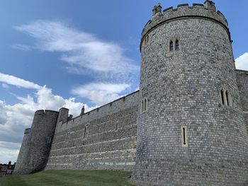 Low angle view of fort against sky