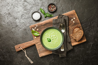 Directly above shot of various food on cutting board