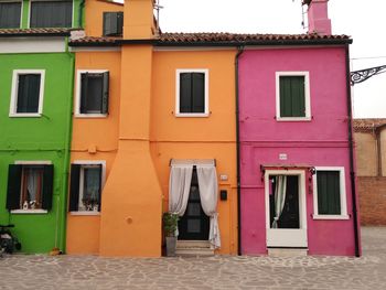 Exterior of multi colored building