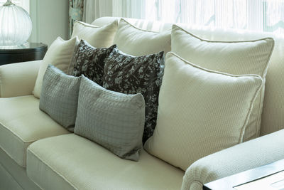 Cushions on sofa at home