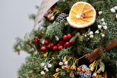 Close-up of christmas arrangement