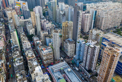 Aerial view of modern buildings in city