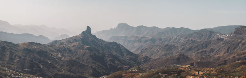 Panoramic view of rocky mountains against sky