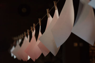 Close-up of paper hanging