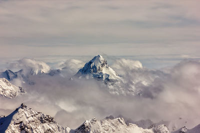 Scenic view of snow mountains against sky