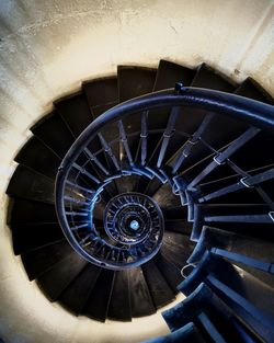 High angle view of spiral staircase in building