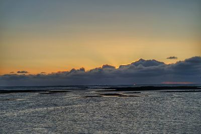 Scenic view of sea at sunset