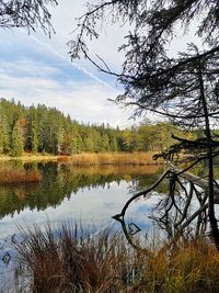 Scenic view of lake against sky