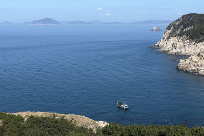 High angle view of sea against sky