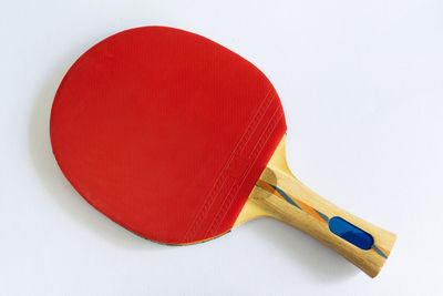 High angle view of red table against white background