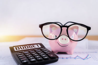 Close-up of eyeglasses on table