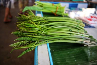 High angle view of vegetables for sale in market