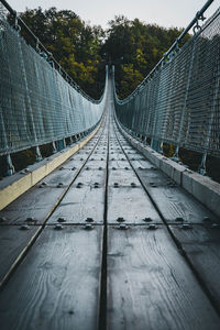 Surface level of footbridge against sky