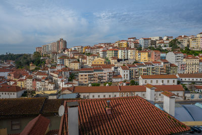 High angle view of townscape against sky