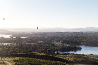 Scenic view of hot air balloon against sky