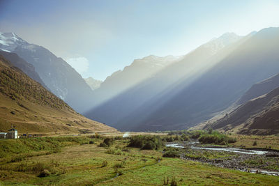 Scenic view of mountains against sky