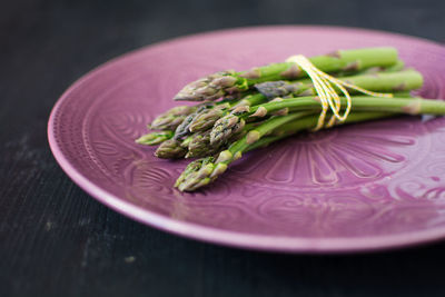 High angle view of vegetables on table