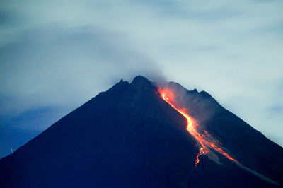 Scenic view of volcanic mountain against sky