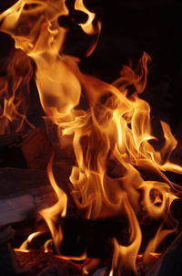 Close-up of fire in the dark