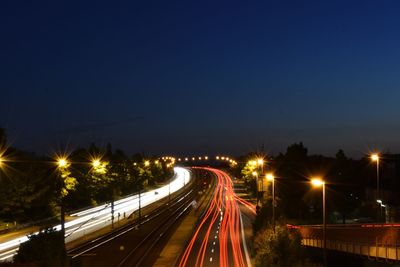 Light trails on track at night