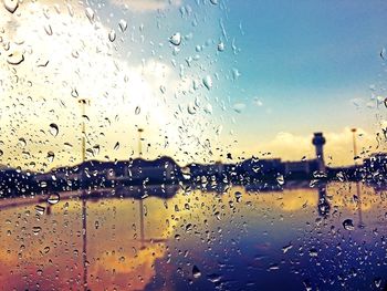 Close-up of water drops on glass