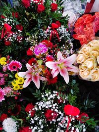 High angle view of valentine's day flower bouquet
