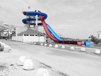 Amusement park ride in winter