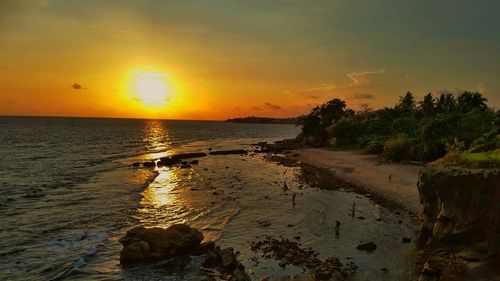 Scenic view of sea at sunset