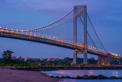 View of suspension bridge at night