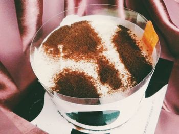 High angle view of coffee on table