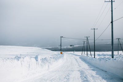 Snow covered landscape against sky