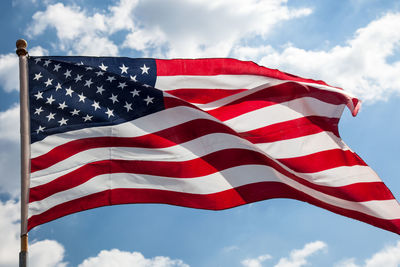 Low angle view of american flag