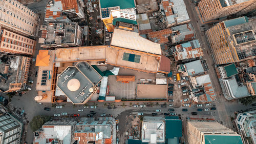 High angle view of buildings in city