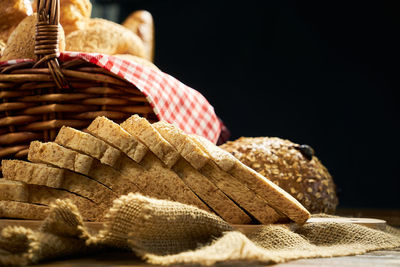 Close-up of wicker basket