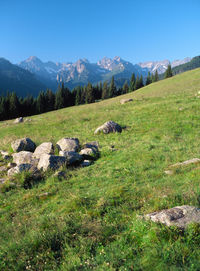 Scenic view of mountains against sky