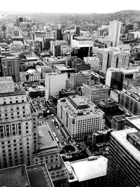 High angle view of buildings in city