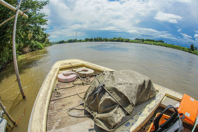 High angle view of lake against sky